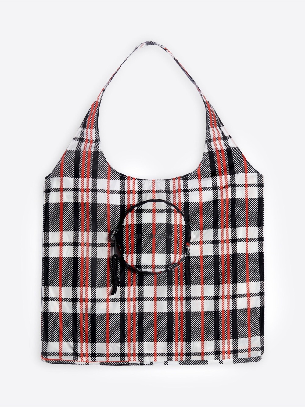 Balenciaga Plaid Nylon Shopper Tote Shopping Bag